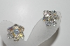 +MBA #41E-048  "Vintage Silvertone AB Crystal Bead Cluster Earrings"