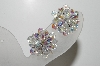 +MBA #41E-097  "Vintage Silvertone AB Crystal Cluster Earrings"