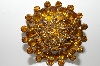 +MBA #41E-085  "Vintage Goldtone Large Citrine Colored Crystal Rhinestone Brooch"