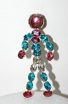 +MBA #E42-106  "Vintage Multi Colored Rhinestone Figure Pin"