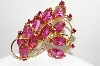 +MBA #E42-099  "Vintage Goldtone Pink Glass Stone Fancy Brooch"