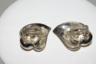 +MBA #E44-039   "Vintage Silver Plated Fancy Clip On Earrings"