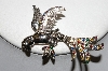 +MBA #E45-181   "Judy Lee  Silvertone  Multi Colored Rhinestone Bird Pin"