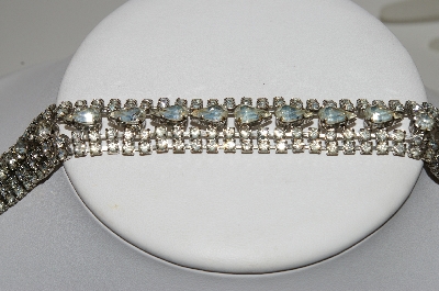 +MBA #E45-126   "Vintage Silvertone Clear Crystal Rhinestone Bracelet"