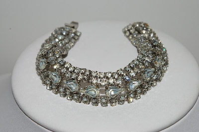 +MBA #E45-126   "Vintage Silvertone Clear Crystal Rhinestone Bracelet"