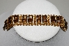 +MBA #E45-119   "Vintage Gold Tone Brown & Citrine Colored Rhinestone Bracelet"
