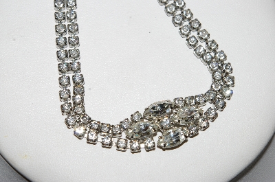 +MBA #E45-143   "Vintage Silvertone Clear Crystal Rhinestone Bracelet"