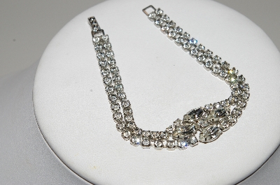 +MBA #E45-143   "Vintage Silvertone Clear Crystal Rhinestone Bracelet"