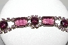 +MBA #E47-114   "Vintage Silvertone Purple Glass & Rhinestone Bracelet"