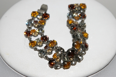 +MBA #E47-078   "Vintage Silvertone Multi Colored Crystal Rhinestone Bracelet"