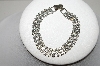+MBA #E47-116   "Vintage Silvertone 3 Row Clear Crystal Rhinestone Bracelet"