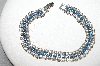 +MBA #E47-123   "Vintage Silvertone Clear & Blue Crystal Rhinestone Bracelet"
