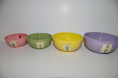 +MBA #E47-175   "Set Of 4 Ceramic Flower Bowls"