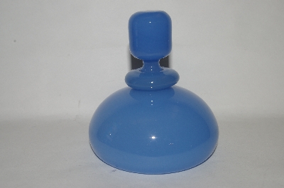 +MBA #89-059   "Set Of 2 Blue Milk Glass Bottles With Glass Stoppers"