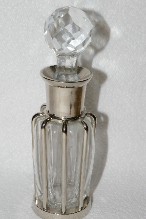 +MBA #89-248   "Metal Incased Clear Perfume Bottle With Glass Stopper"