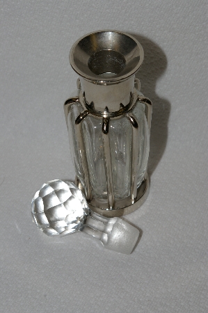 +MBA #89-248   "Metal Incased Clear Perfume Bottle With Glass Stopper"