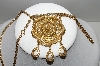 +MBA #91-040   "Vintage Gold Plated Fancy Rose Necklace"