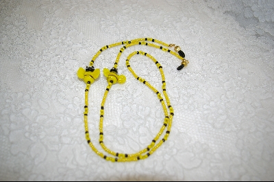 +MBA #6578  "Lamp Work Glass Bumble Bees With Yellow & Black Glass Beads