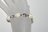+MBA #91-032    "Vintage Sterling White Celluloid Rose Flower Bracelet" 
