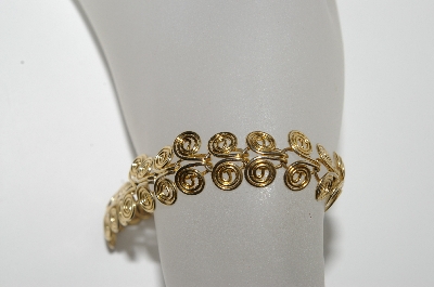 +MBA #91-022   "Vintage Gold Plated Fancy Swirl Style Bracelet"
