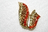 **MBA #E48-009   "Vintage Gold Tone Multi Colored Crystal Rhinestone Pin"