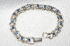 +MBA #E48-204   "Vintage Silvertone Blue & Clear Crystal Rhinestone Bracelet"