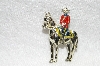 **MBA #E48-174  "Vintage Gold Tone Enameled Mounted Police Pin"
