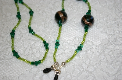 +MBA #6526  "Lamp Work Green Glass Beads"