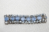 +MBA #E48-070  "Vintage Silvertone Blue Opalescent Moon Stone Glass & Blue  Crystal Rhinestone Bracelet"