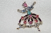 **MBA #E49-009   "Vintage Multi Colored Crystal Rhinestone Dancing Lady Brooch"
