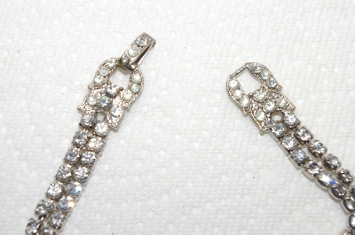 +MBA #E49-164   "Vintage Silvertone Fancy Clear Crystal Rhinestone Bracelet"