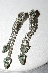 +MBA #E49-178   "Vintage Silvertone Fancy Clear Crystal Rhinestone Drop Earrings"