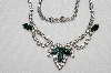 +MBA #E50-020   "Vintage Silvertone Green & Clear Crystal Rhinestone Choker" 