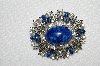 +MBA #E50-113    "Sarah Coventry Silvertone Blue Stone & Clear Rhinestone Pin"