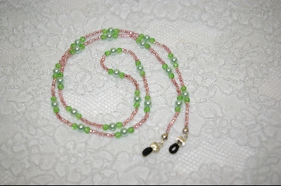 +MBA #6487 "Green Glass Pearls & Crystals"
