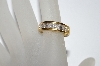 +MBA #E50-421     "Older Gold Plated Square Cut CZ Ring"