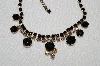 +MBA #E50-013  MBA #E50-013   "Vintage Gold Tone Black Glass Stone & AB Crystal Rhinestone Choker"