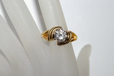 +MBA #E50-411   "Older Gold Plated Fancy Clear CZ Ring"