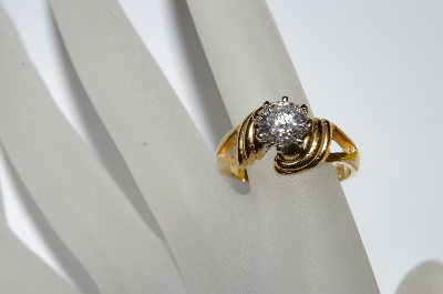 +MBA #E50-411   "Older Gold Plated Fancy Clear CZ Ring"
