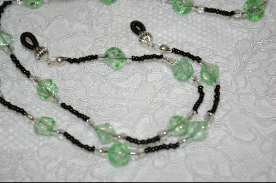 +MBA #6514  "Green Cracked Glass Beads"
