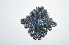 **MBA #E50-258   "Vintage Silvertone Blue AB Acrylic Stone Pin"