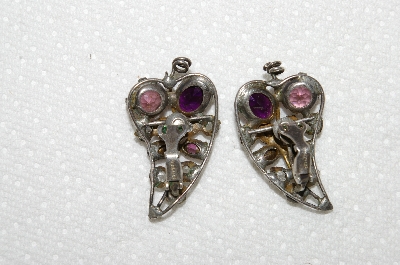 +MBA #E52-094   "Vintage Sterling Purple & Clear Glass Grape Cluster Earrings"