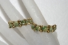 +MBA #E52-233  "Vintage  Oliveine Antiqued Gold Tone Green Polished Rock Hoop Earrings"