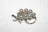 **MBA #E52-250   "Vintage Silvertone Grey Faux Pearl Grape Cluster Pin"