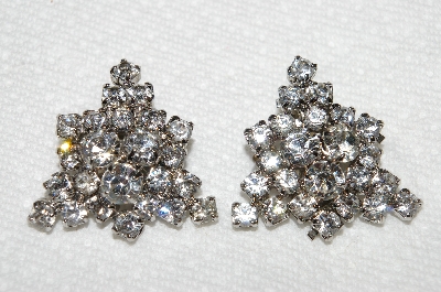 +MBA #E53-053   "Vintage Silvertone Very Fancy Clear Crystal Rhinestone Earrings"