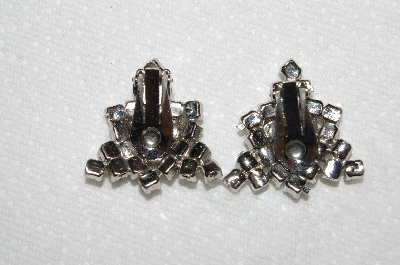 +MBA #E53-053   "Vintage Silvertone Very Fancy Clear Crystal Rhinestone Earrings"