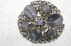 **MBA #E53-057   "Vintage Silvertone Fancy Grey Glass Stone & Clear Crystal Rhinestone Brooch"