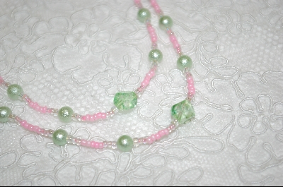 +MBA #6396  "Pale Green Textured Glass Pearls