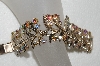 +MBA #E53-237   "Vintage Gold Tone Fancy AB Crystal Rhinestone Bracelet"