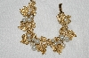+MBA #E53-224   "Vintage Gold Plated Faux Glass Pearl Fancy Leaf Bracelet"